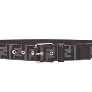 FENDI Embossed Double F Logo Belt In Grey Men's Size 90/36